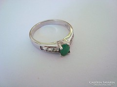 Smaragd és cirkon köves ezüst gyűrű