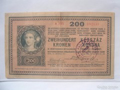 200 korona 1918 + Felülbélyegzés !!!