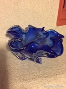 Cseh,kék kristályüveg tál - crystal glass bowl (11)