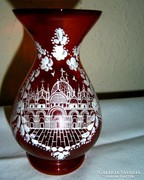  Parádi csipke üveg kézzel festett  váza