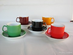 Retro színes Hollóházi porcelán kávéskészlet