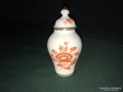 Herendi narancssárga virágos porcelán mini urna váza 9 cm