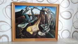 Salvador Dali szürrealista, falikép, fakeretben