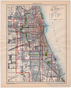 Chicago város térkép 1895, antik, eredeti
