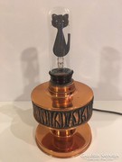 Iparművészeti cica figurás izzós asztali lámpa