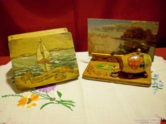 Retró balatoni festett fa doboz és fa fényképtartó
