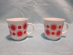 2 db retro Alföldi piros pöttyös kávés csésze, csészék