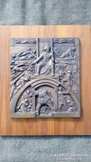 Ritka - Olcsai Kiss Zoltán részletgazdag alkotása bronz falikép