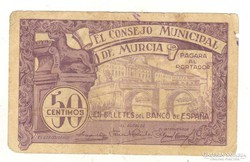 50 centimos 1937 Murcia Spanyolország