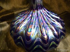 Csodálatos fújt irizáló LOETZ jellegű szecessziós üveg váza