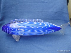 Hatalmas kék muránói üveghal 40cm hosszú