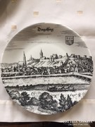 Bavaria német porcelán fali tál-Dingelfing látképe (30)