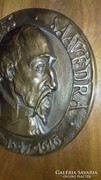 Olcsai-Kiss Zoltán  Cervantes óriási bronz faliplakett fali plakett