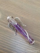 Ezüst angyal talizmán medál lila üvegfiolával