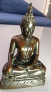 Buddha szobor, bronz színű műgyanta, 13 cm magas