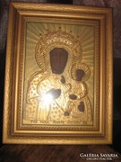 Częstochowai Fekete Madonna ikon, gyönyörű blondel keretben