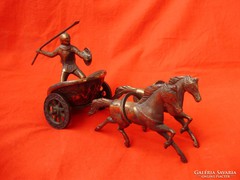 Antik bronz szobor Akhilleusz harci kocsin,harcos lovakkal