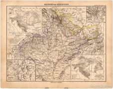 Morvaország és Szilézia térkép 1893, eredeti, német, antik