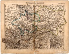 Ausztria és Salzburg térkép 1893, eredeti, német, antik