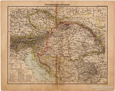 Osztrák - Magyar Monarchia térkép 1893, eredeti, német 