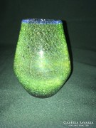 Különleges zöld üveg váza 12 cm