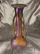 Csodálatos fújt szecessziós irizáló LOETZ jellegű váza