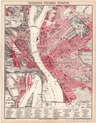 Budapest Főváros térkép (e) 1892, eredeti, régi, magyar