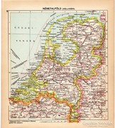 Németalföld (Hollandia) térkép 1929, magyar nyelvű, régi