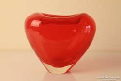 Szív alakú retro dán váza ritka piros színben