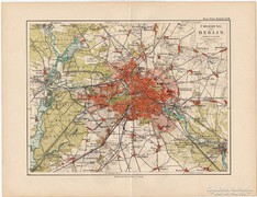Berlin és környéke térkép 1892, eredeti, német, régi