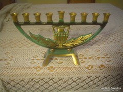 Judaika 9 ágú Hanuka gyertyatartó, jelzett