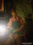Cipész inas - Antik festmény - Blondel keretben