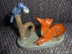 Eschenbach Jenő porcelán figura: A holló és a róka(hibás)