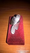 Falevél vagy pillangószárny formájú ezüst gyűrű