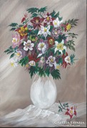 Harangláb csokor vázában c.festmény, csendélet