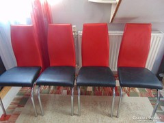 Art deco piros-fekete csővázas szék