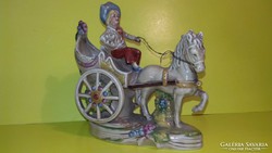 Antik Lippelsdorfi lovas hintó barokk porcelán