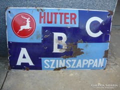 ABC HUTTER SZINSZAPPAN RÉGI ZOMÁNCTÁBLA !!