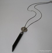 Art Deco ezüst nyaklánc, fekete hosszú medállal