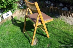 Összecsukható szék,fa,műbőr,retro