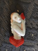 Antik Herendi káró lány - Francia kártya mini figura
