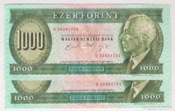 1992. 1000 forint "D" 2x S.K. UNC
