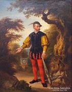 Jaroslav Cermák: Íjászmester 1850 ,magas kvalitású festménye