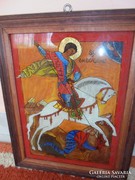 Sárkányölő Szent György üveg ikon