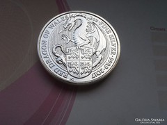 2017 ezüst Brit 5 font Walesi sárkány 62,2 gramm 0,999 gyöny