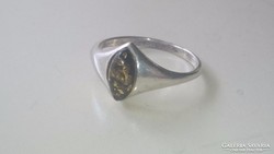 Ezüst gyűrű borostyánnal 925 
