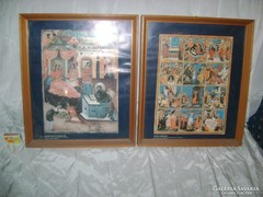 Két darab egyházi jellegű kép keretben, üvegezve