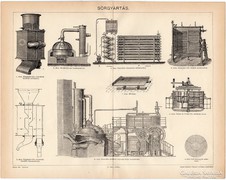 Sörgyártás, Pallas nyomat 1898, eredeti, antik, sör