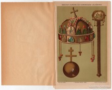 Magyar korona és koronázási jelvények, színes nyomat 1896