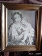 33 x 28 cm-es keretben szép nyomat / Mária és a kisded Jézus